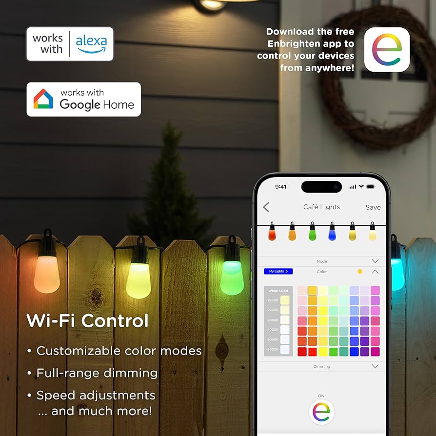 Enbrighten VIBE Smart Color Changing String Lights, 96ft, 30